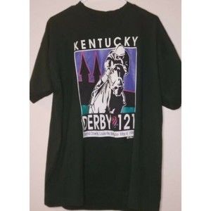 Vintage 1995 Kentucky Derby 121 Green Souvenir T-Shirt Single Stitch Size XL